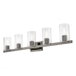 Clarion 42 in. 5-Light Black Chrome Vanity Light with Clear Glass Shades by Livex Lighting -Livex Lighting shop black chrome livex lighting vanity lighting 18035 46 44 1000