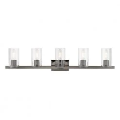 Clarion 42 in. 5-Light Black Chrome Vanity Light with Clear Glass Shades by Livex Lighting