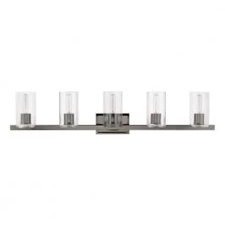 Clarion 42 in. 5-Light Black Chrome Vanity Light with Clear Glass Shades by Livex Lighting -Livex Lighting shop black chrome livex lighting vanity lighting 18035 46 c3 1000