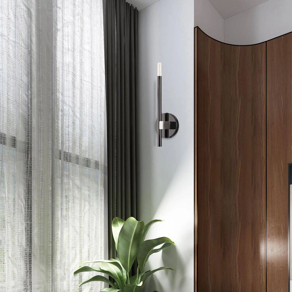 Denmark 1 Light Black Chrome ADA Single Sconce by Livex Lighting 3 Denmark 1 Light Black Chrome ADA Single Sconce by Livex Lighting - Image 3