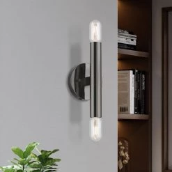 Copenhagen 5.125 in. 2-Light Black Chrome ADA Sconce by Livex Lighting -Livex Lighting shop black chrome livex lighting vanity lighting 51132 46 66 1000