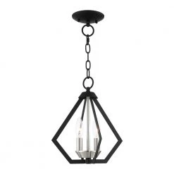 Prism 2 Light Black with Brushed Nickel Cluster Convertible Semi Flush/Pendant by Livex Lighting