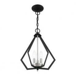 Prism 3 Light Black with Brushed Nickel Cluster Convertible Semi Flush/Pendant by Livex Lighting 20 Prism 3 Light Black with Brushed Nickel Cluster Convertible Semi Flush/Pendant by Livex Lighting -Livex Lighting shop black livex lighting chandeliers 40923 04 1f 1000