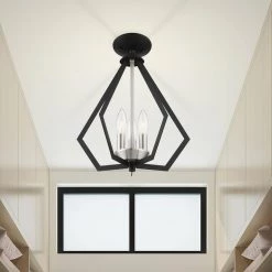 Prism 3 Light Black with Brushed Nickel Cluster Convertible Semi Flush/Pendant by Livex Lighting 14 Prism 3 Light Black with Brushed Nickel Cluster Convertible Semi Flush/Pendant by Livex Lighting -Livex Lighting shop black livex lighting chandeliers 40923 04 40 1000