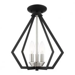 Prism 3 Light Black with Brushed Nickel Cluster Convertible Semi Flush/Pendant by Livex Lighting 21 Prism 3 Light Black with Brushed Nickel Cluster Convertible Semi Flush/Pendant by Livex Lighting -Livex Lighting shop black livex lighting chandeliers 40923 04 44 1000