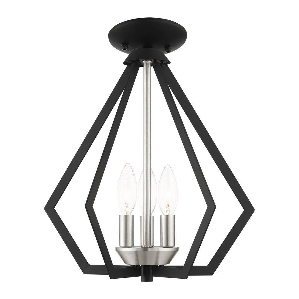 Prism 3 Light Black with Brushed Nickel Cluster Convertible Semi Flush/Pendant by Livex Lighting 10 Prism 3 Light Black with Brushed Nickel Cluster Convertible Semi Flush/Pendant by Livex Lighting - Image 10