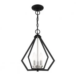 Prism 3 Light Black with Brushed Nickel Cluster Convertible Semi Flush/Pendant by Livex Lighting 19 Prism 3 Light Black with Brushed Nickel Cluster Convertible Semi Flush/Pendant by Livex Lighting -Livex Lighting shop black livex lighting chandeliers 40923 04 4f 1000