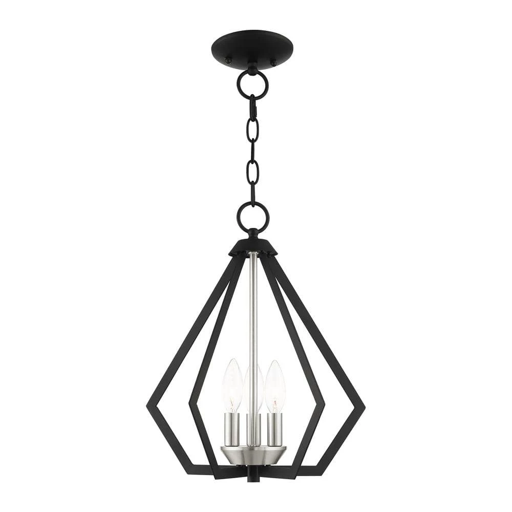 Prism 3 Light Black with Brushed Nickel Cluster Convertible Semi Flush/Pendant by Livex Lighting 1 Prism 3 Light Black with Brushed Nickel Cluster Convertible Semi Flush/Pendant by Livex Lighting