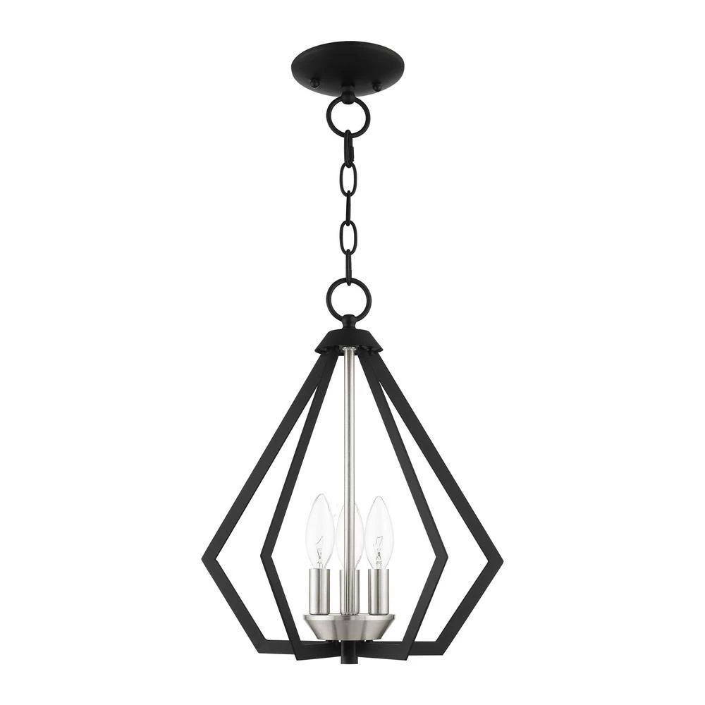 Prism 3 Light Black with Brushed Nickel Cluster Convertible Semi Flush/Pendant by Livex Lighting 7 Prism 3 Light Black with Brushed Nickel Cluster Convertible Semi Flush/Pendant by Livex Lighting - Image 7
