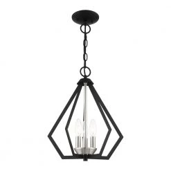 Prism 3 Light Black with Brushed Nickel Cluster Convertible Semi Flush/Pendant by Livex Lighting 22 Prism 3 Light Black with Brushed Nickel Cluster Convertible Semi Flush/Pendant by Livex Lighting -Livex Lighting shop black livex lighting chandeliers 40923 04 fa 1000