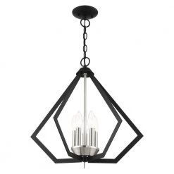 Prism 5 Light Black with Brushed Nickel Cluster Chandelier by Livex Lighting -Livex Lighting shop black livex lighting chandeliers 40925 04 1f 1000
