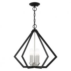 Prism 5 Light Black with Brushed Nickel Cluster Chandelier by Livex Lighting