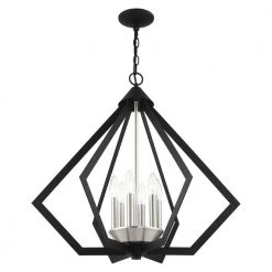 Prism 6 Light Black with Brushed Nickel Cluster Chandelier by Livex Lighting -Livex Lighting shop black livex lighting chandeliers 40926 04 1f 1000