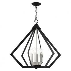 Prism 6 Light Black with Brushed Nickel Cluster Chandelier by Livex Lighting -Livex Lighting shop black livex lighting chandeliers 40926 04 44 1000