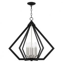 Prism 6 Light Black with Brushed Nickel Cluster Chandelier by Livex Lighting -Livex Lighting shop black livex lighting chandeliers 40926 04 c3 1000