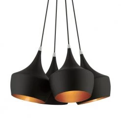 Waldorf 4-Light Black Cluster Pendant by Livex Lighting -Livex Lighting shop black livex lighting chandeliers 41084 04 4f 1000