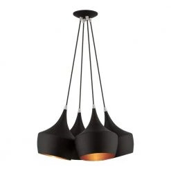 Waldorf 4-Light Black Cluster Pendant by Livex Lighting