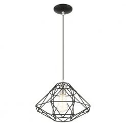 Geometric 1 Light Black Pendant by Livex Lighting -Livex Lighting shop black livex lighting chandeliers 41323 04 1f 1000