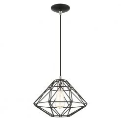 Geometric 1 Light Black Pendant by Livex Lighting -Livex Lighting shop black livex lighting chandeliers 41323 04 4f 1000