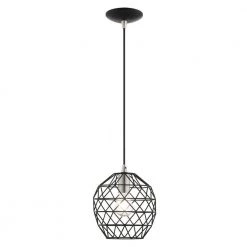 Geometrix 1 Light Black Pendant by Livex Lighting
