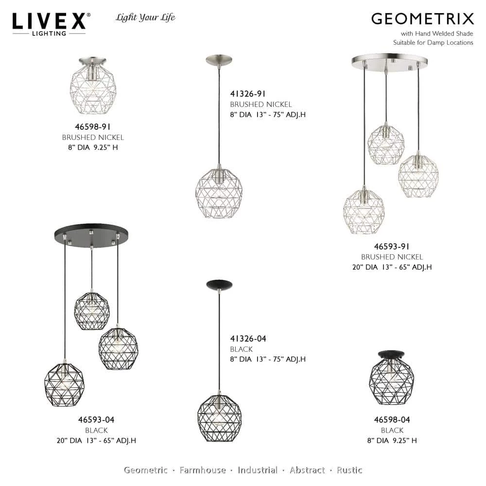 Geometrix 1 Light Black Pendant by Livex Lighting 10 Geometrix 1 Light Black Pendant by Livex Lighting - Image 10