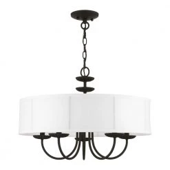 Brookdale 5-Light Black Pendant Light with Fabric Shade by Livex Lighting