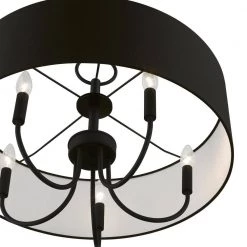 Birchwood 5-Light Black Pendant Light with Fabric Shade by Livex Lighting -Livex Lighting shop black livex lighting chandeliers 43445 04 44 1000
