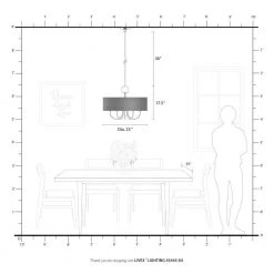 Birchwood 5-Light Black Pendant Light with Fabric Shade by Livex Lighting -Livex Lighting shop black livex lighting chandeliers 43445 04 76 1000