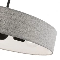 Elmhurst 4-Light Black Medium Hardback Drum Pendant with Urban Gray Shade with White Fabric Inside by Livex Lighting -Livex Lighting shop black livex lighting chandeliers 46144 04 1f 1000