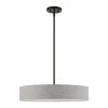 Elmhurst 4-Light Black Medium Hardback Drum Pendant with Urban Gray Shade with White Fabric Inside by Livex Lighting