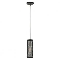 Industro 1 Light Black with Brushed Nickel Accents Pendant by Livex Lighting