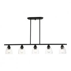 Montgomery 5 Light Black Linear Chandelier by Livex Lighting -Livex Lighting shop black livex lighting chandeliers 46338 04 1f 1000