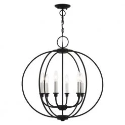 Milania 6 Light Black with Brushed Nickel Accents Chandelier by Livex Lighting -Livex Lighting shop black livex lighting chandeliers 4666 04 1f 1000