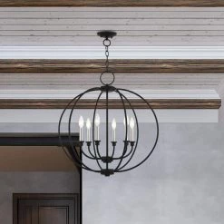Milania 6 Light Black with Brushed Nickel Accents Chandelier by Livex Lighting -Livex Lighting shop black livex lighting chandeliers 4666 04 40 1000