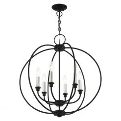 Milania 6 Light Black with Brushed Nickel Accents Chandelier by Livex Lighting -Livex Lighting shop black livex lighting chandeliers 4666 04 4f 1000