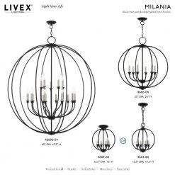 Milania 6 Light Black with Brushed Nickel Accents Chandelier by Livex Lighting -Livex Lighting shop black livex lighting chandeliers 4666 04 d4 1000