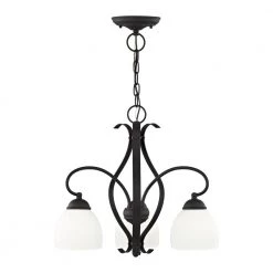Brookside 3 Light Black Convertible Chain Hang/Ceiling Mount by Livex Lighting