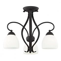 Brookside 3 Light Black Convertible Chain Hang/Ceiling Mount by Livex Lighting -Livex Lighting shop black livex lighting chandeliers 4773 04 76 1000