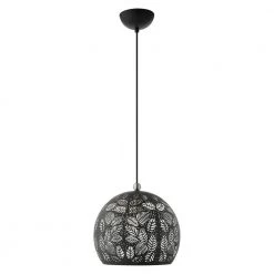 Chantily 1 Light Black with Brushed Nickel Accents Pendant by Livex Lighting