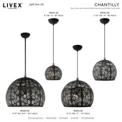 Chantily 1 Light Black with Brushed Nickel Accents Pendant by Livex Lighting -Livex Lighting shop black livex lighting chandeliers 49542 04 d4 1000