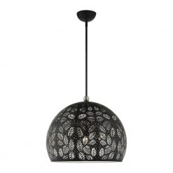 Chantily 3 Light Black with Brushed Nickel Accents Pendant by Livex Lighting