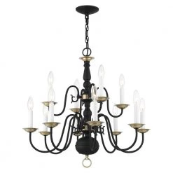 Williamsburg 12 Light Black Chandelier by Livex Lighting -Livex Lighting shop black livex lighting chandeliers 5012 04 4f 1000