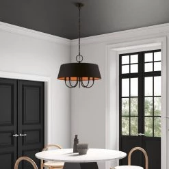 Palma 5-Light Black Pendant Light with Fabric Shade by Livex Lighting -Livex Lighting shop black livex lighting chandeliers 51355 04 66 1000