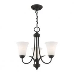 Ridgedale 3 Light Black Convertible Mini Chandelier/Ceiling Mount by Livex Lighting -Livex Lighting shop black livex lighting chandeliers 6473 04 1f 1000