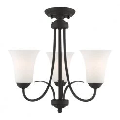 Ridgedale 3 Light Black Convertible Mini Chandelier/Ceiling Mount by Livex Lighting -Livex Lighting shop black livex lighting chandeliers 6473 04 44 1000