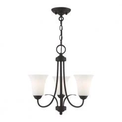Ridgedale 3 Light Black Convertible Mini Chandelier/Ceiling Mount by Livex Lighting