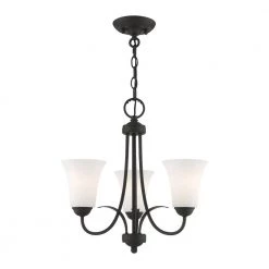 Ridgedale 3 Light Black Convertible Mini Chandelier/Ceiling Mount by Livex Lighting -Livex Lighting shop black livex lighting chandeliers 6473 04 c3 1000