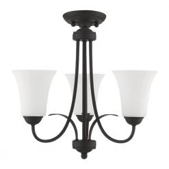 Ridgedale 3 Light Black Convertible Mini Chandelier/Ceiling Mount by Livex Lighting -Livex Lighting shop black livex lighting chandeliers 6473 04 fa 1000