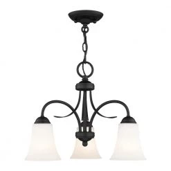 Ridgedale 3 Light Black Convertible Dinette Chandelier/Ceiling Mount by Livex Lighting