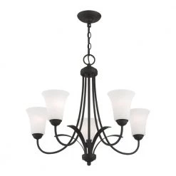 Ridgedale 5 Light Black Chandelier by Livex Lighting -Livex Lighting shop black livex lighting chandeliers 6475 04 1f 1000
